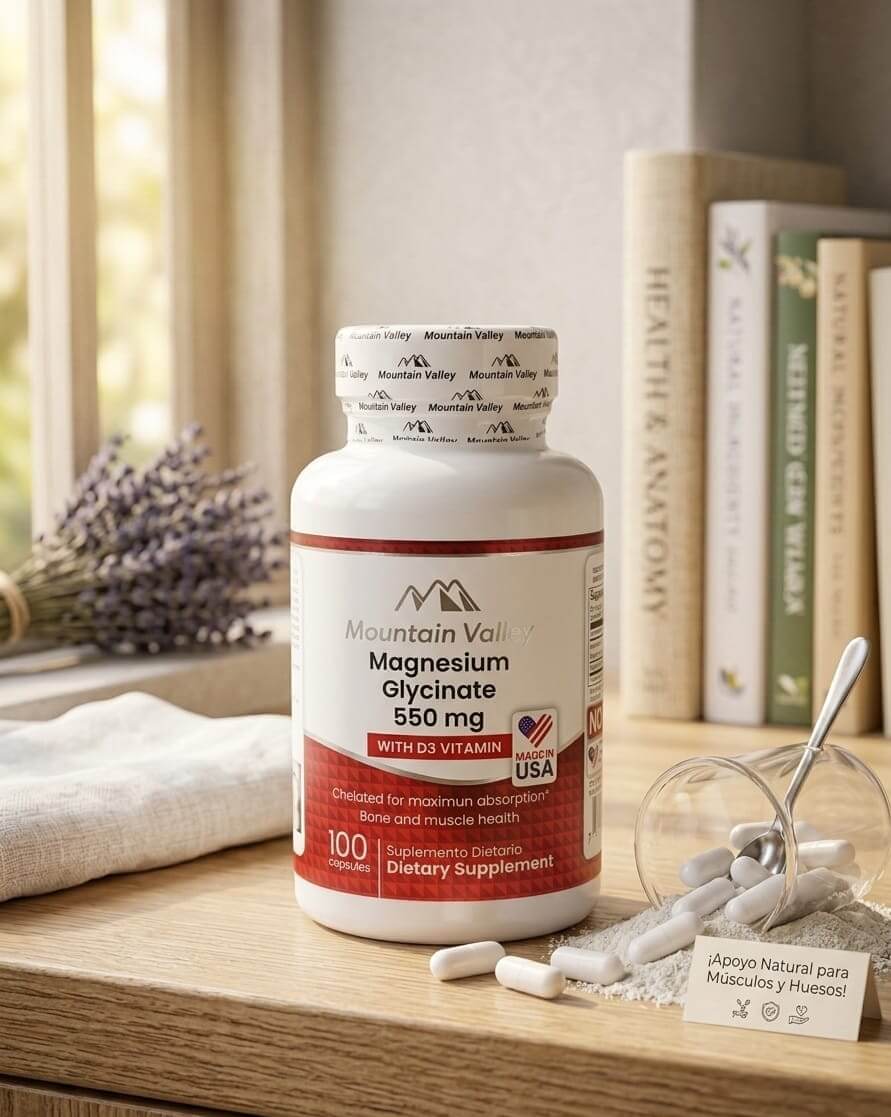 Magnesium Glycinate 550 mg – Mountain Valley Mana de Vida
